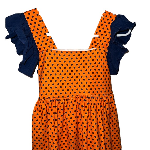 Orange and navy polka dot dress 2T - Picture 2 of 6